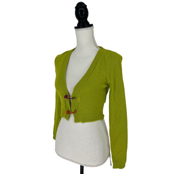 Versace Cashmere Green Cropped Safety Pin Cardigan - Picture 5 of 10